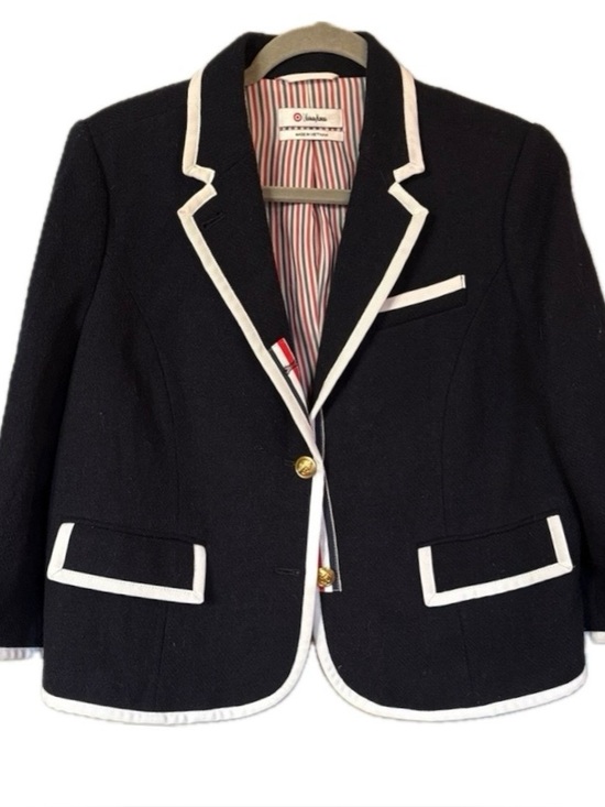 Thom Browne Jackets & Blazers - Thom Browne Navy Blue Blazer with White Trim